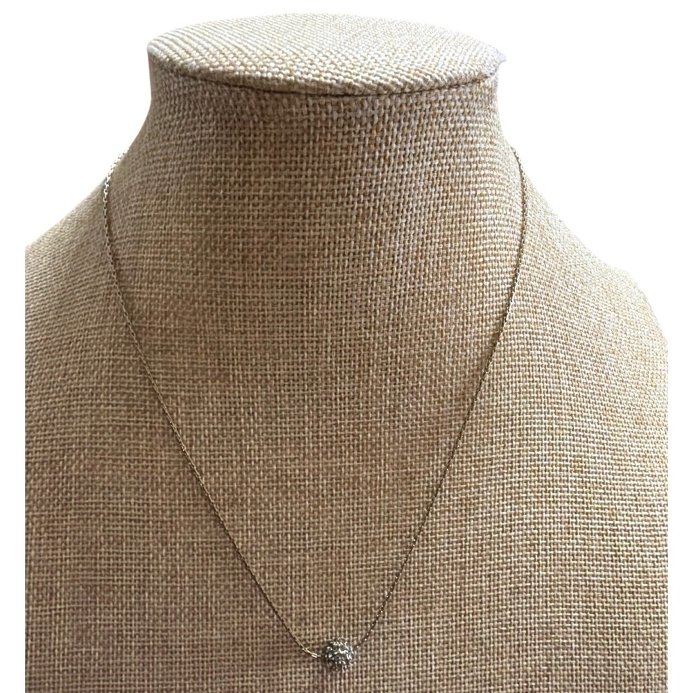 Chico's Silver Tone Pavé Crystal Ball Pendant Necklace Layering